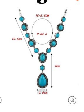 Turquoise Statement Teardrop Pendant Necklace - Women Jewelry